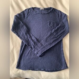 Crewcuts girls navy blue heart pocket long sleeve T-shirt size 10-12